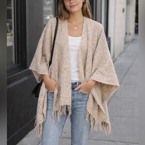 Bass Beige Women's cozy oatmeal earthy Poncho cardigan sweater!